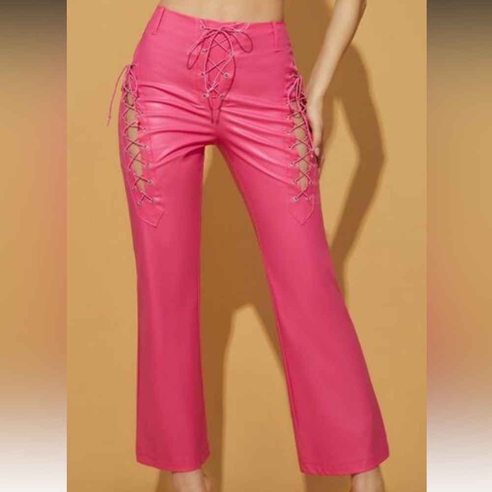 Pink Lace-Up Women's Pants